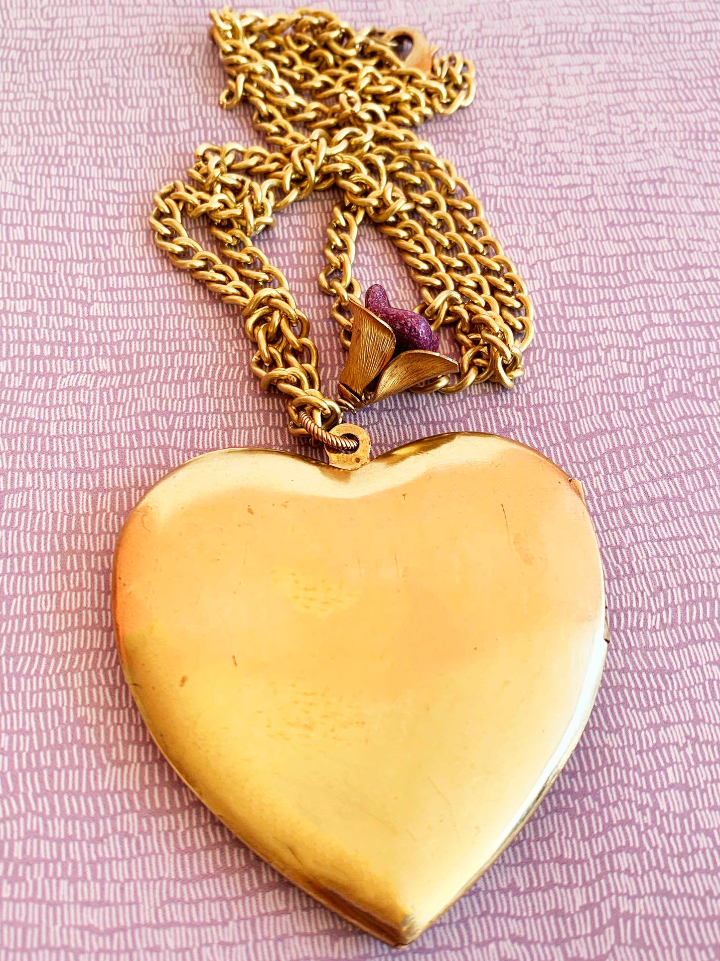 Long XL Heart Flower Locket Necklace