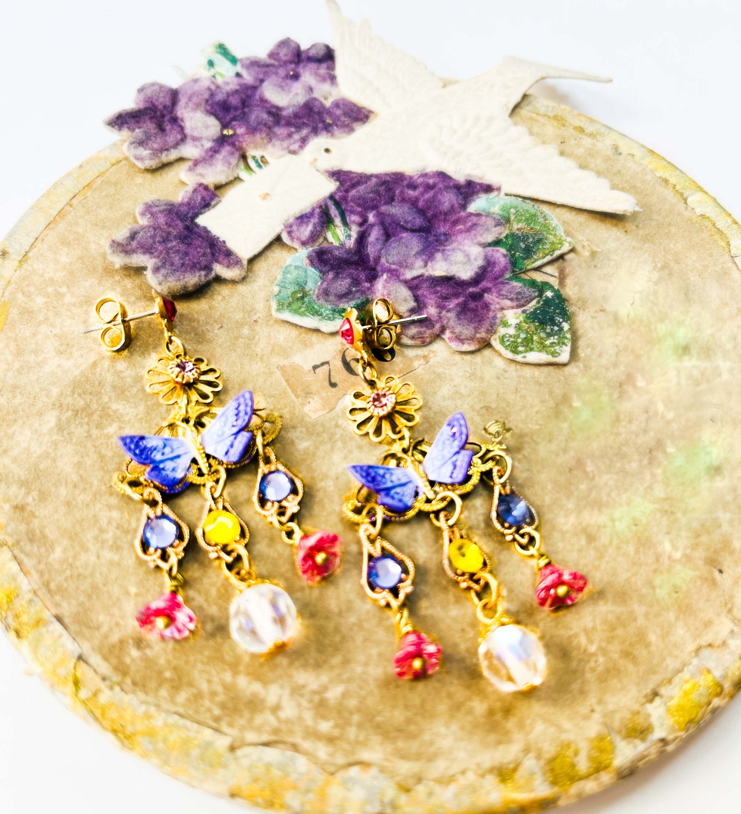Pendientes Candelabro Mariposas y Flores