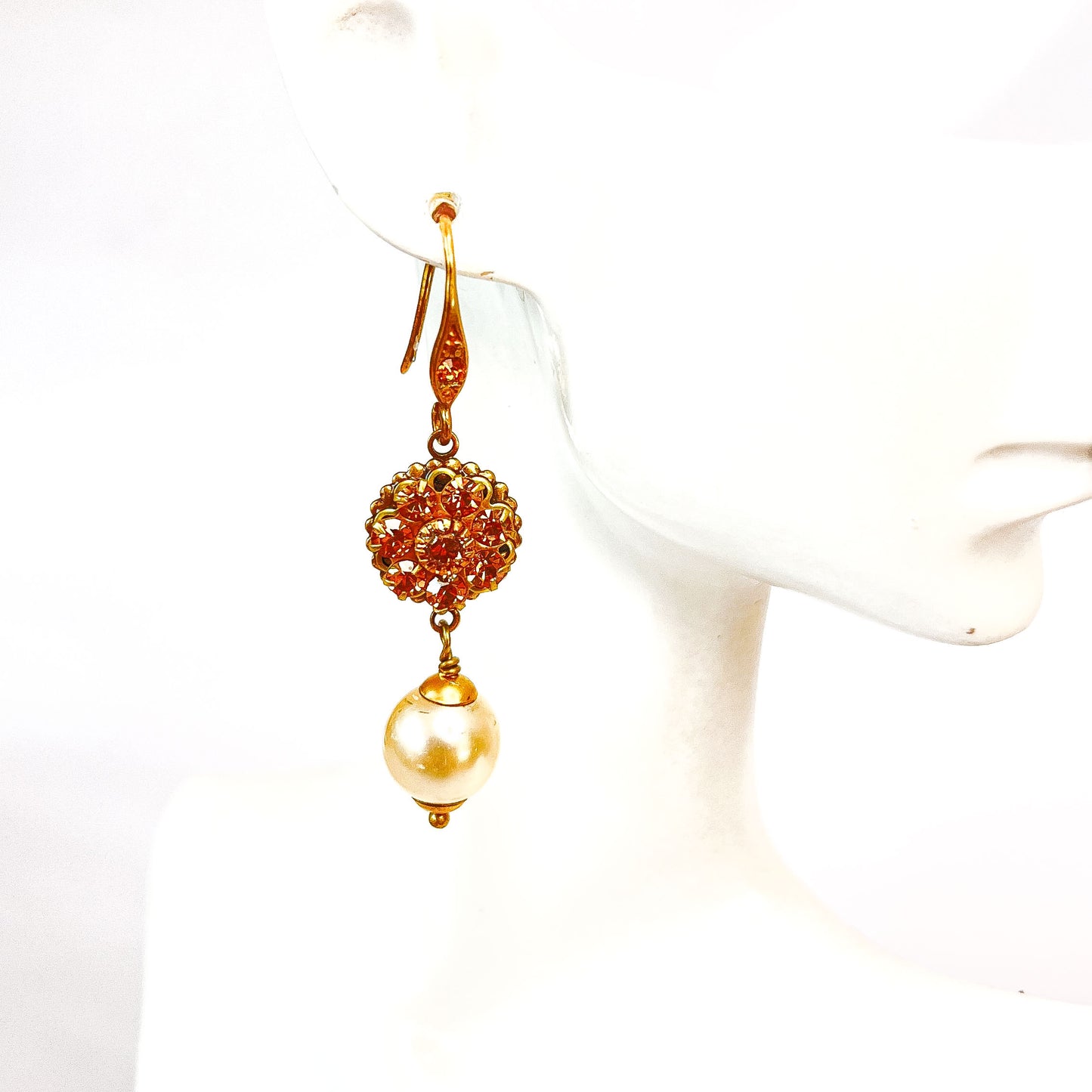 Pendientes Flor Cristal Citrino y Perla