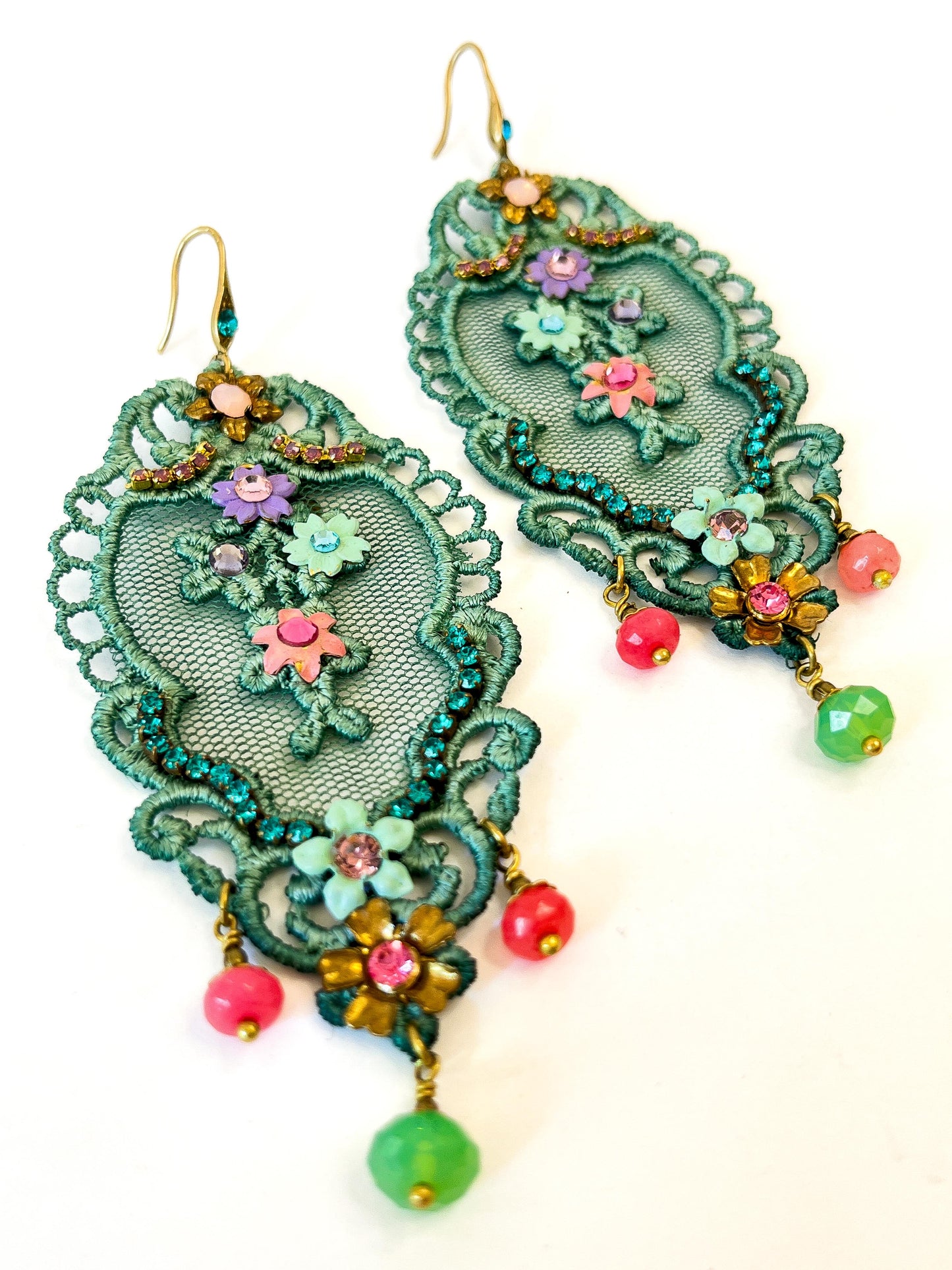 Maxi Pendientes Jardín Étereo Azul Petroleo