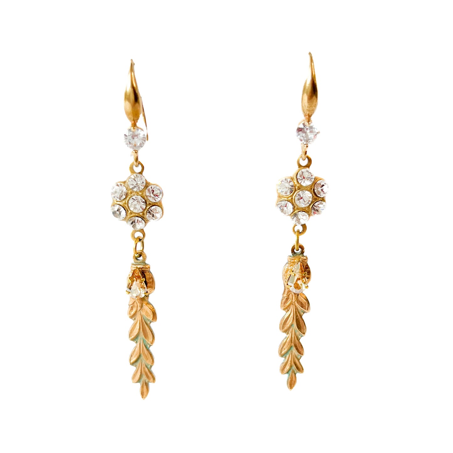 Pendientes Flor de Cristal y Ramita