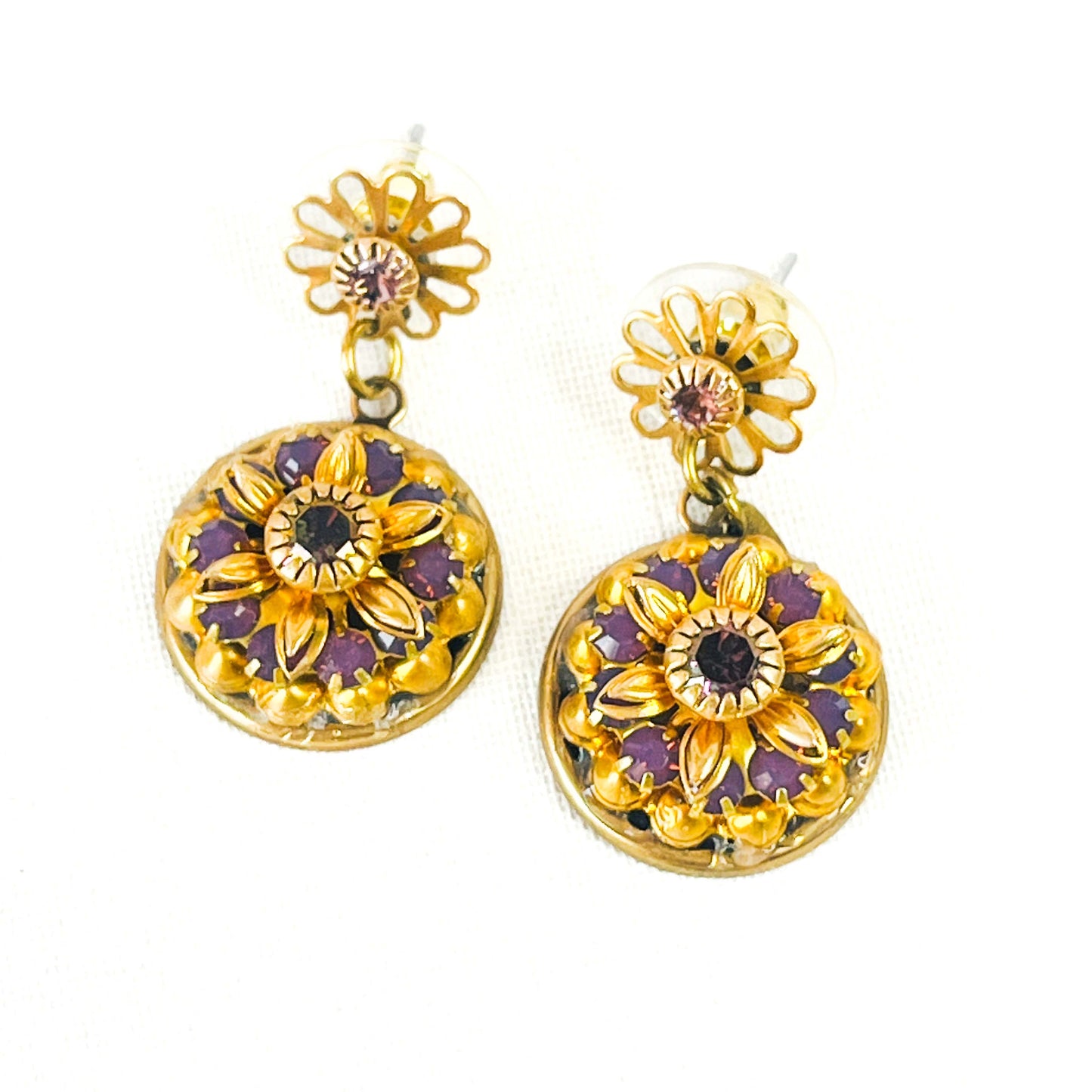 Pendientes Colgante Ópalo Violeta en Flor