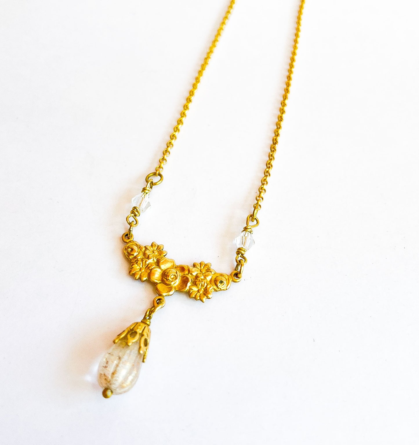 Victorian Gold Floral Pendant Necklace