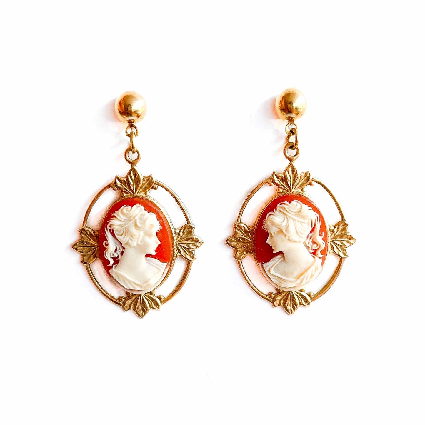 Terracotta Color Cameo Earrings
