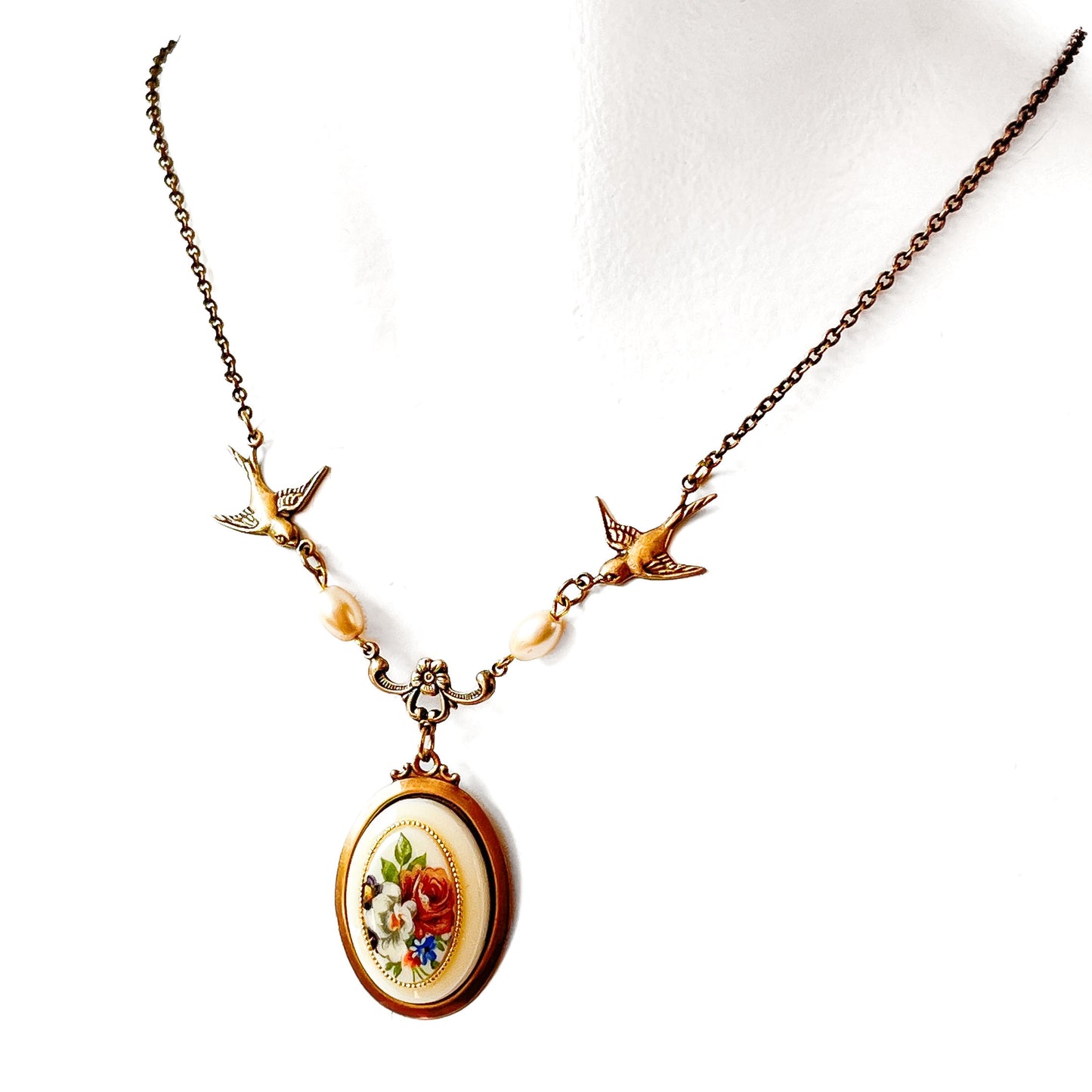 Collar Colgante Camafeo Floral