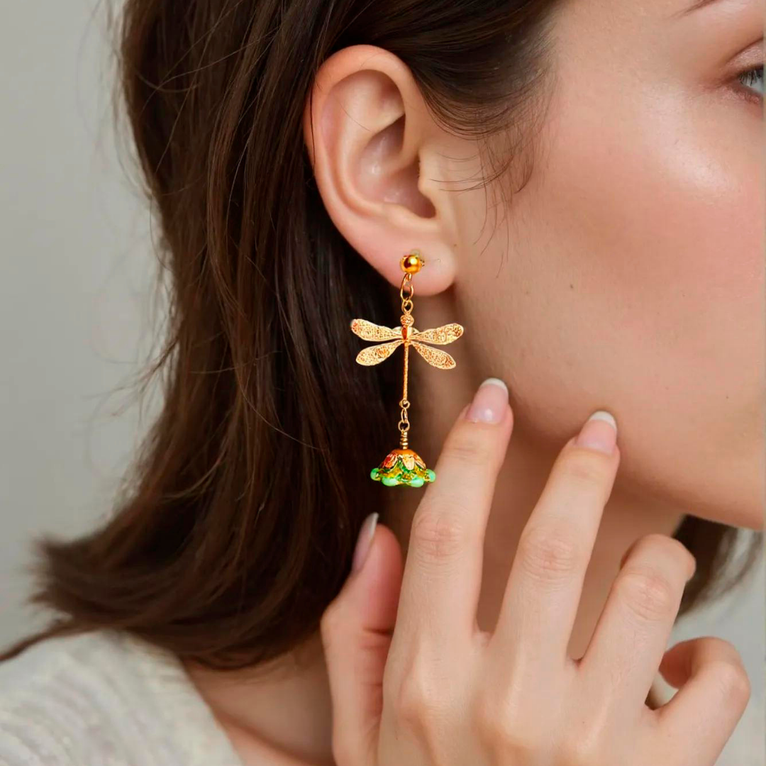 Pendientes Libélula Verde