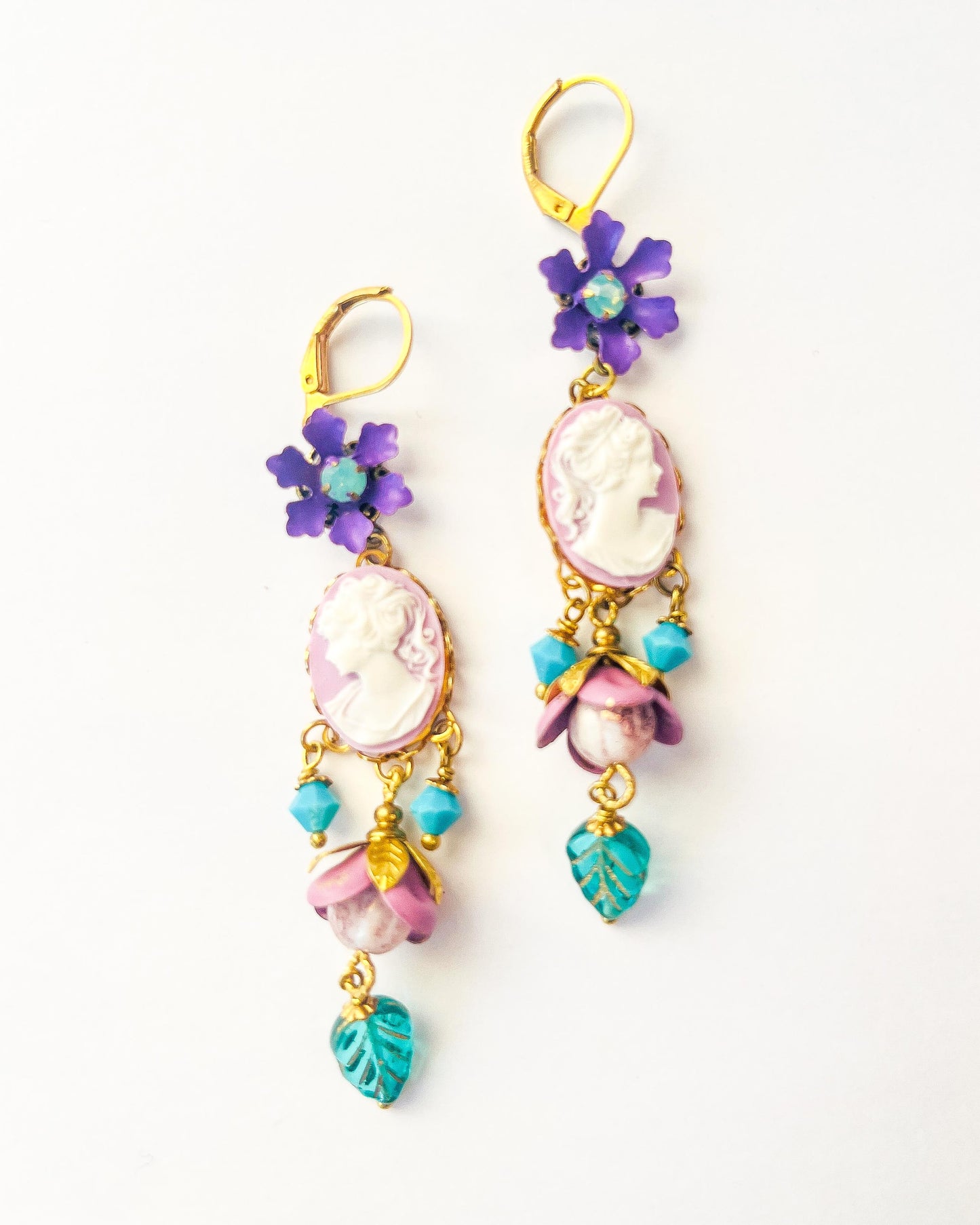 Pendientes Lineales Camafeo Violet