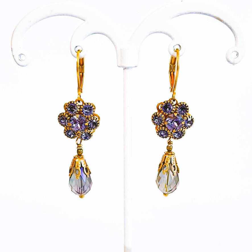 Tanzanite Crystal Teardrop Earrings (Light Violet)