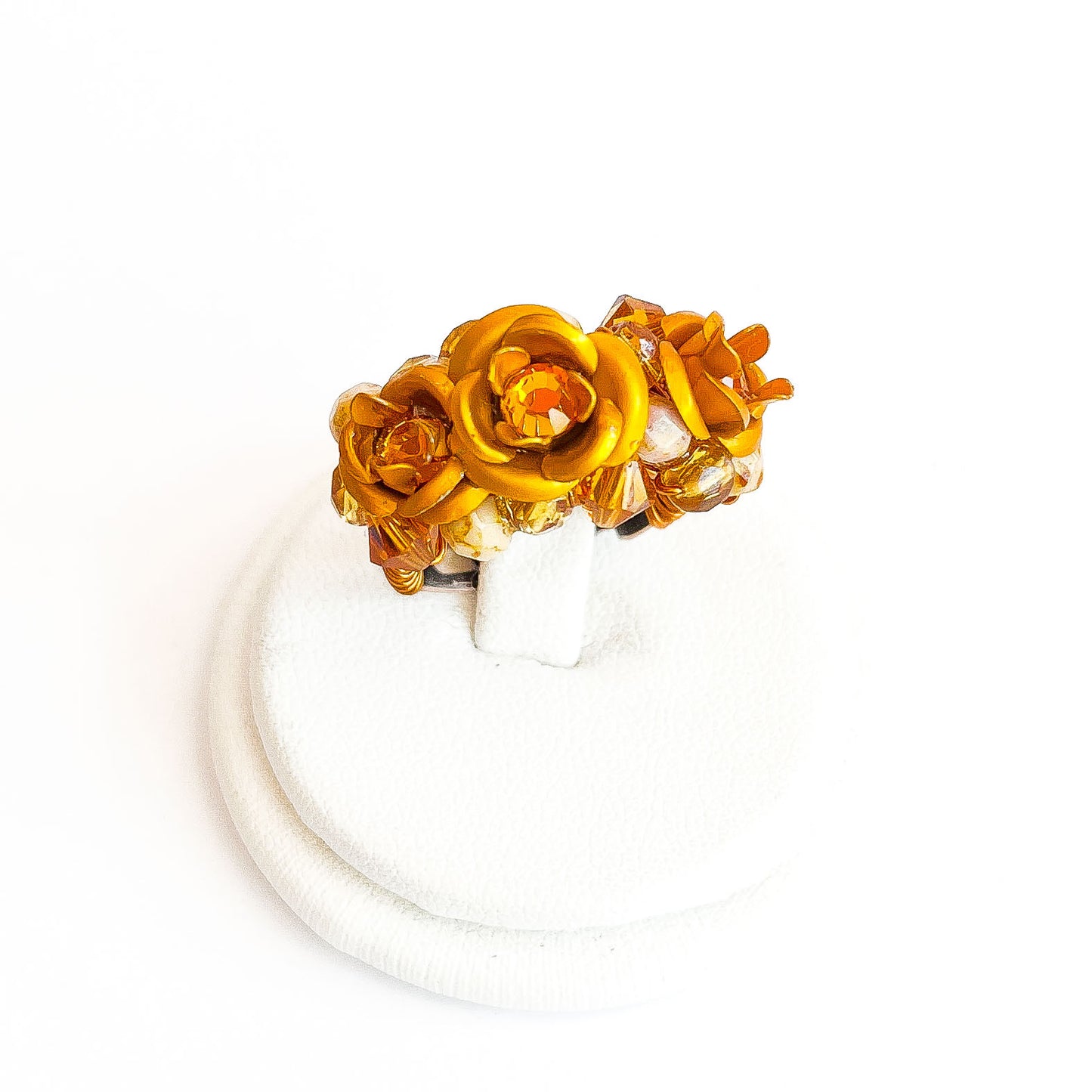 Anillo Ajustable Trío de Rosas Doradas