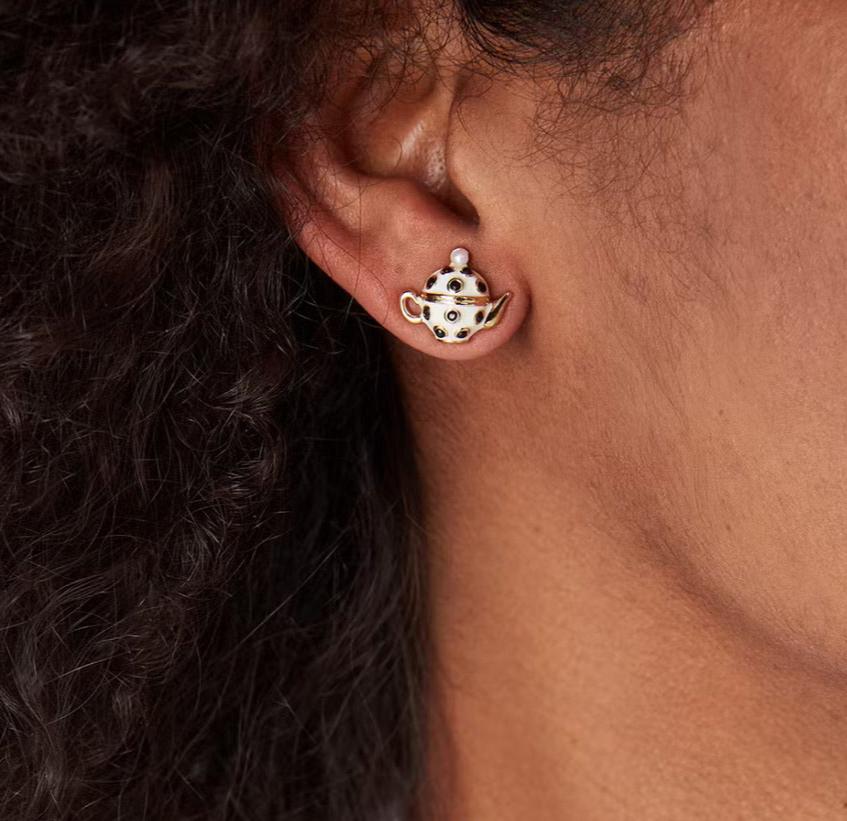 Aros Tetera y Tacita de Té B/N Kate Spade