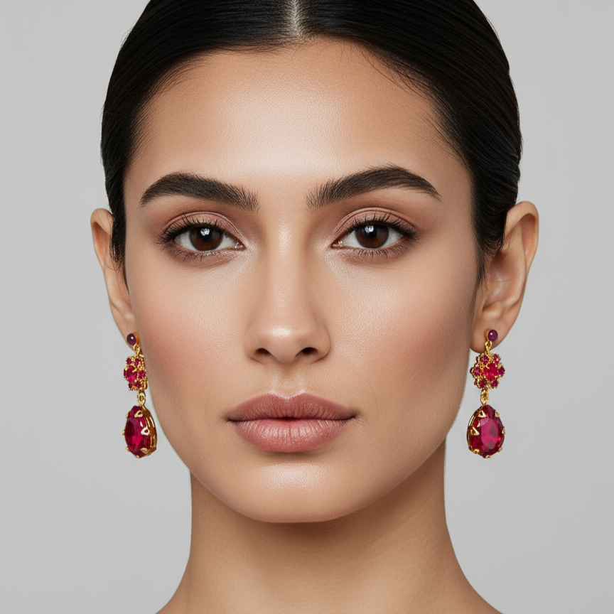 Pendientes Rubí Eduardiano