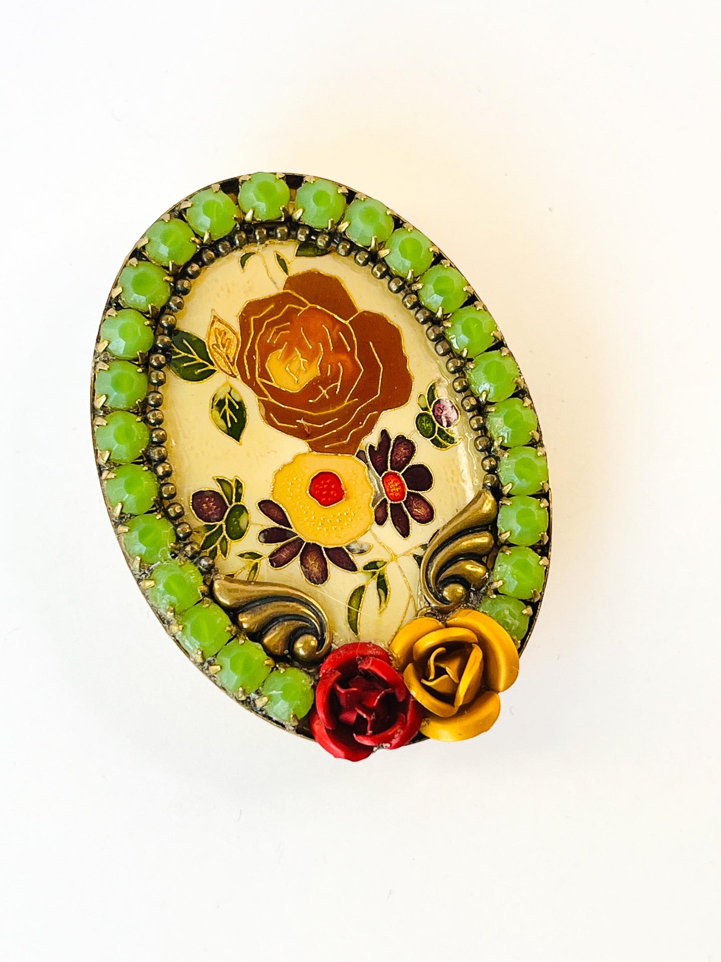 Broche Camafeo Floral Vintage Esmaltado - Éclat de Terre –