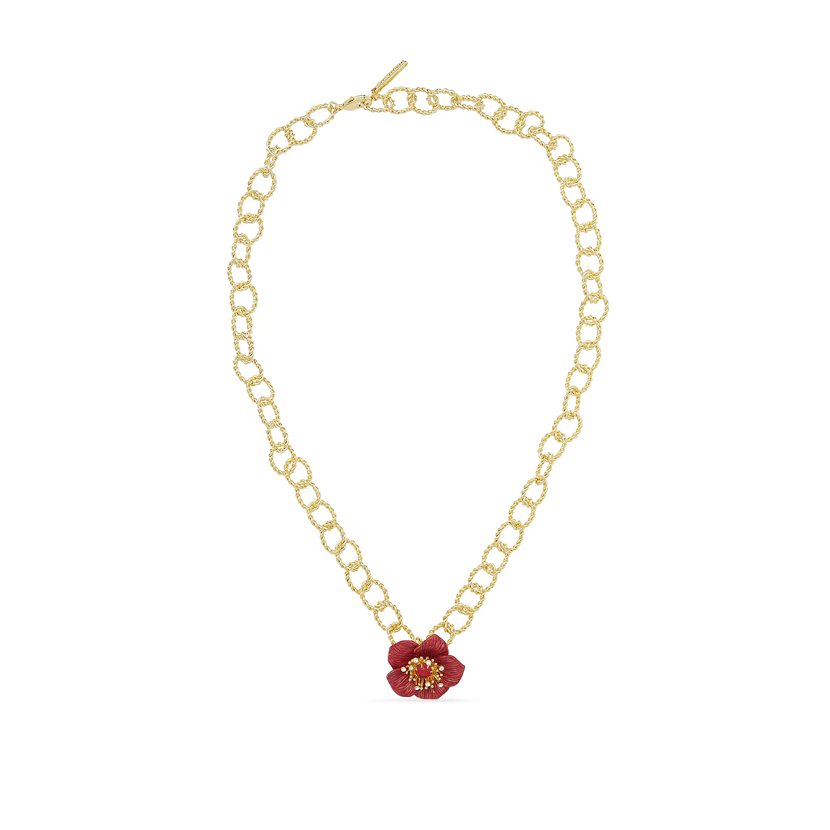 Collar Colgante Flor Eléboro Roja Les Nereides
