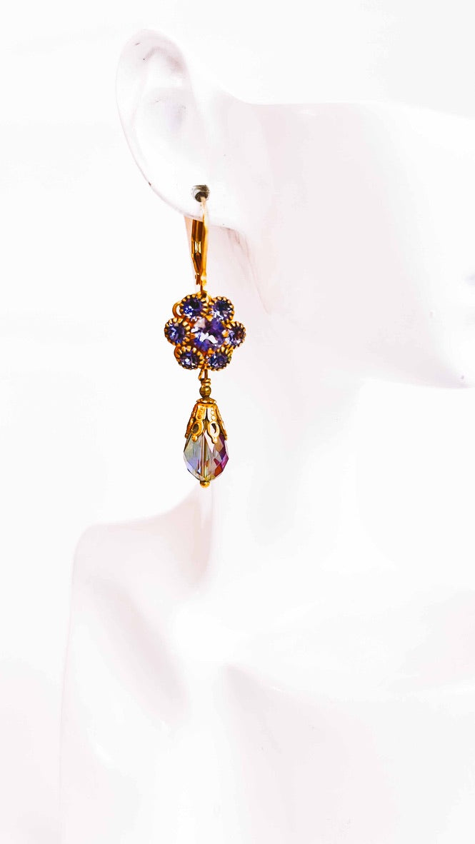 Tanzanite Crystal Teardrop Earrings (Light Violet)