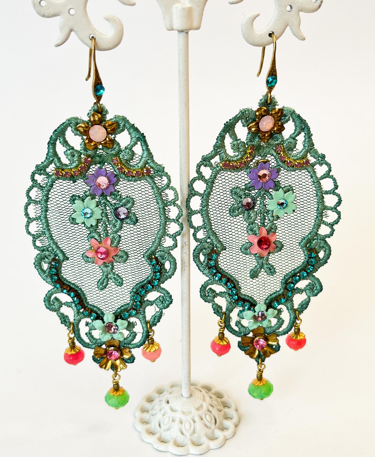 Maxi Pendientes Jardín Étereo Azul Petroleo