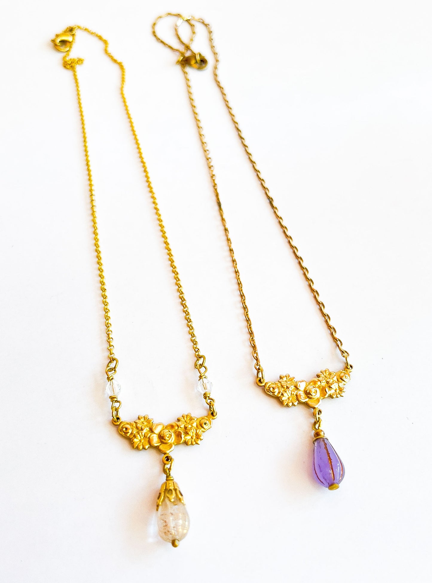 Victorian Gold Floral Pendant Necklace