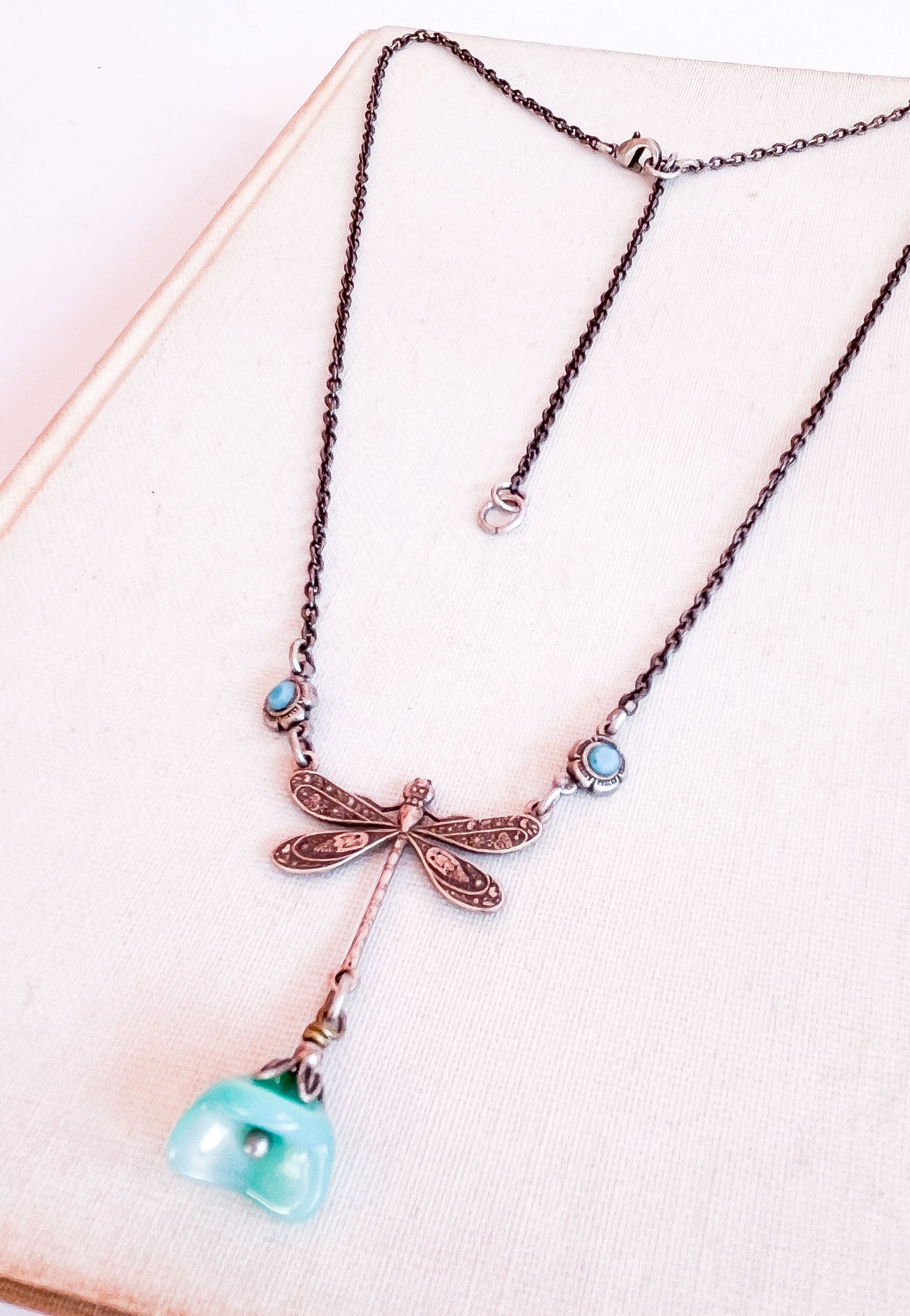 Dragonfly and Flower Pendant Necklace