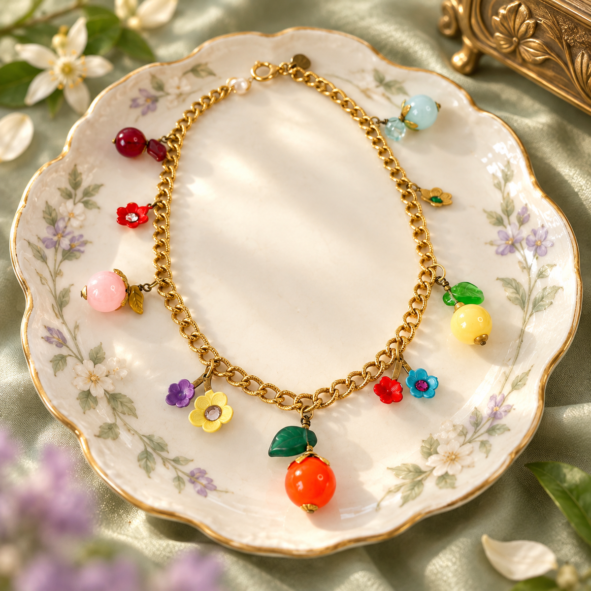 Collar Tutti Frutti — Frutas y Flores en Vidrio Japonés
