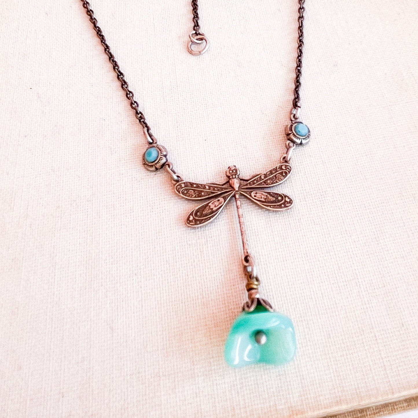 Dragonfly and Flower Pendant Necklace