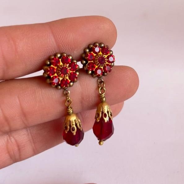 Pendientes Lágrima Rojos Vintage