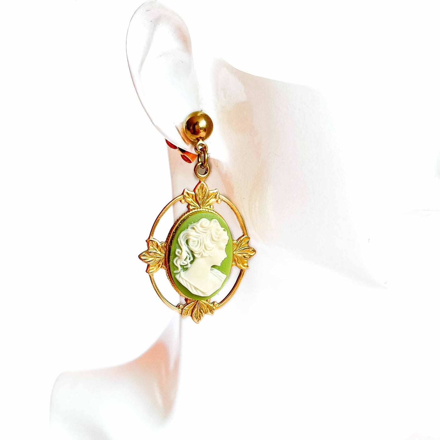 Green Cameo Earrings