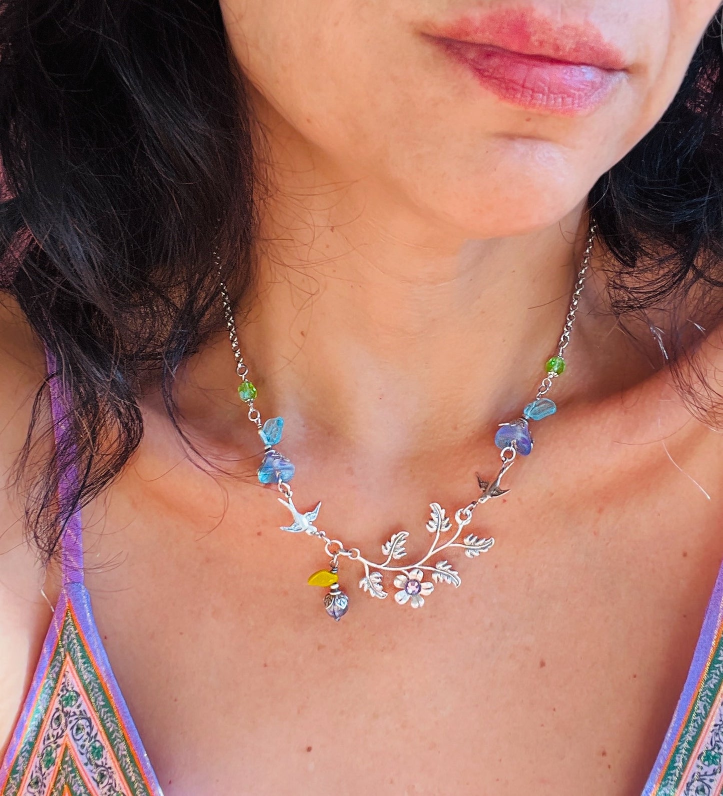 Spring Blooming and Blueberry Necklace