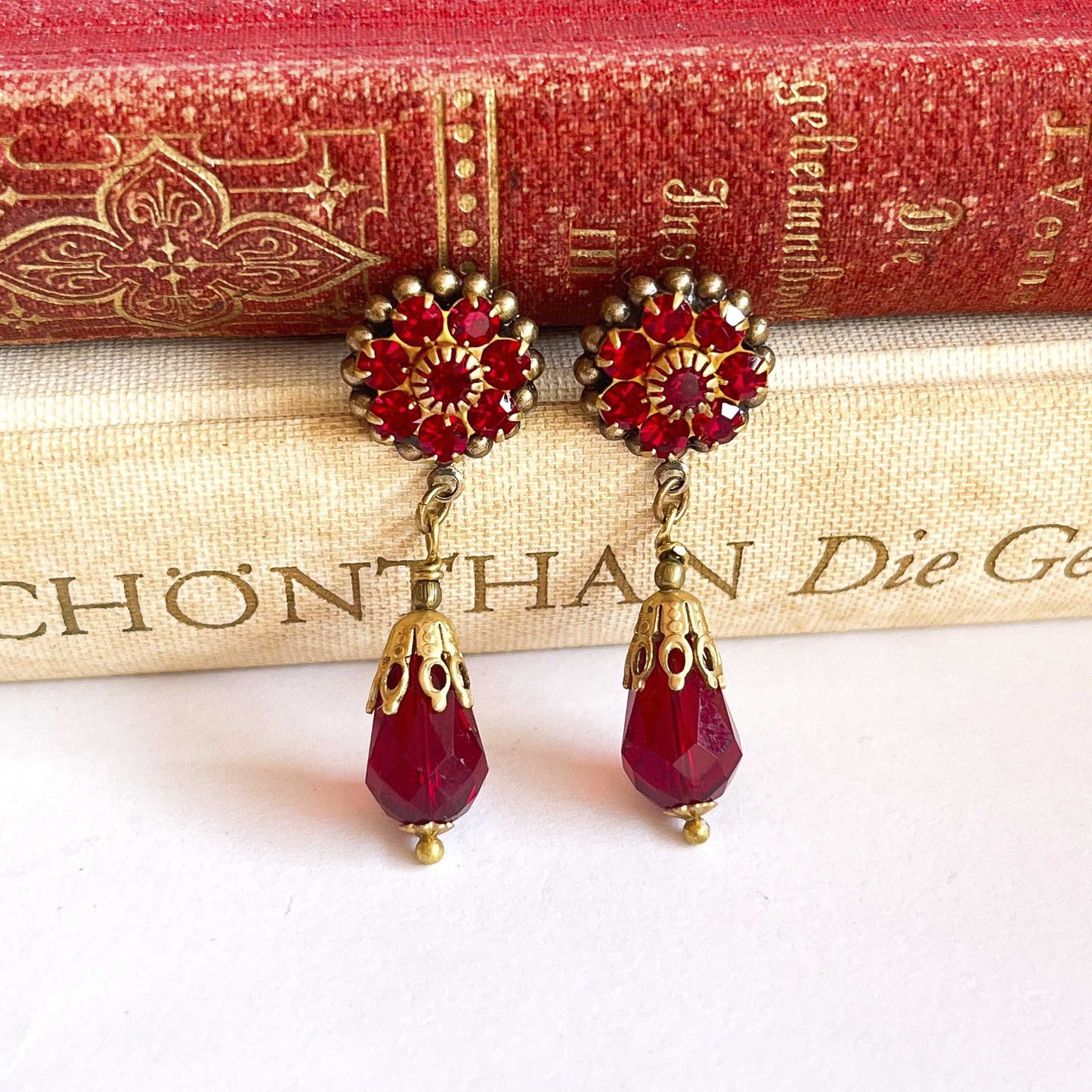 Vintage Red Teardrop Earrings