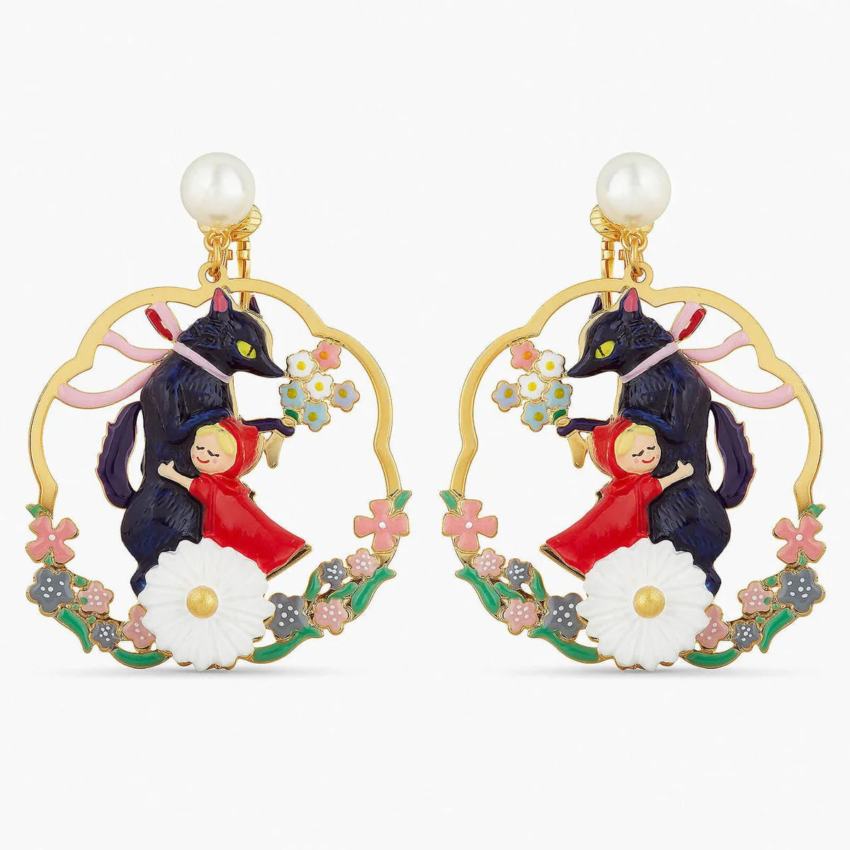 Pendientes Aros Caperucita Roja y Lobo Feroz N2