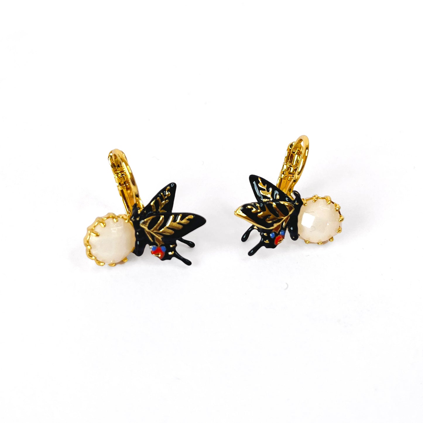 Pendientes Mariposa y Cristal Blanco