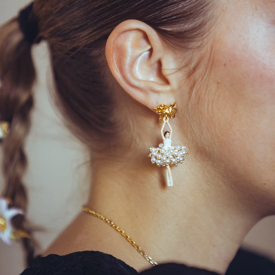 Pendientes Bailarinas Tutú de Perlas