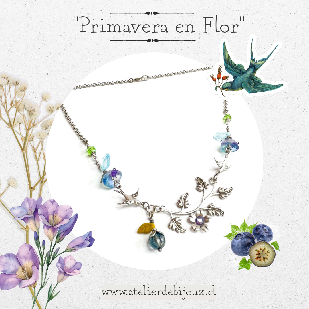 Spring Blooming and Blueberry Necklace