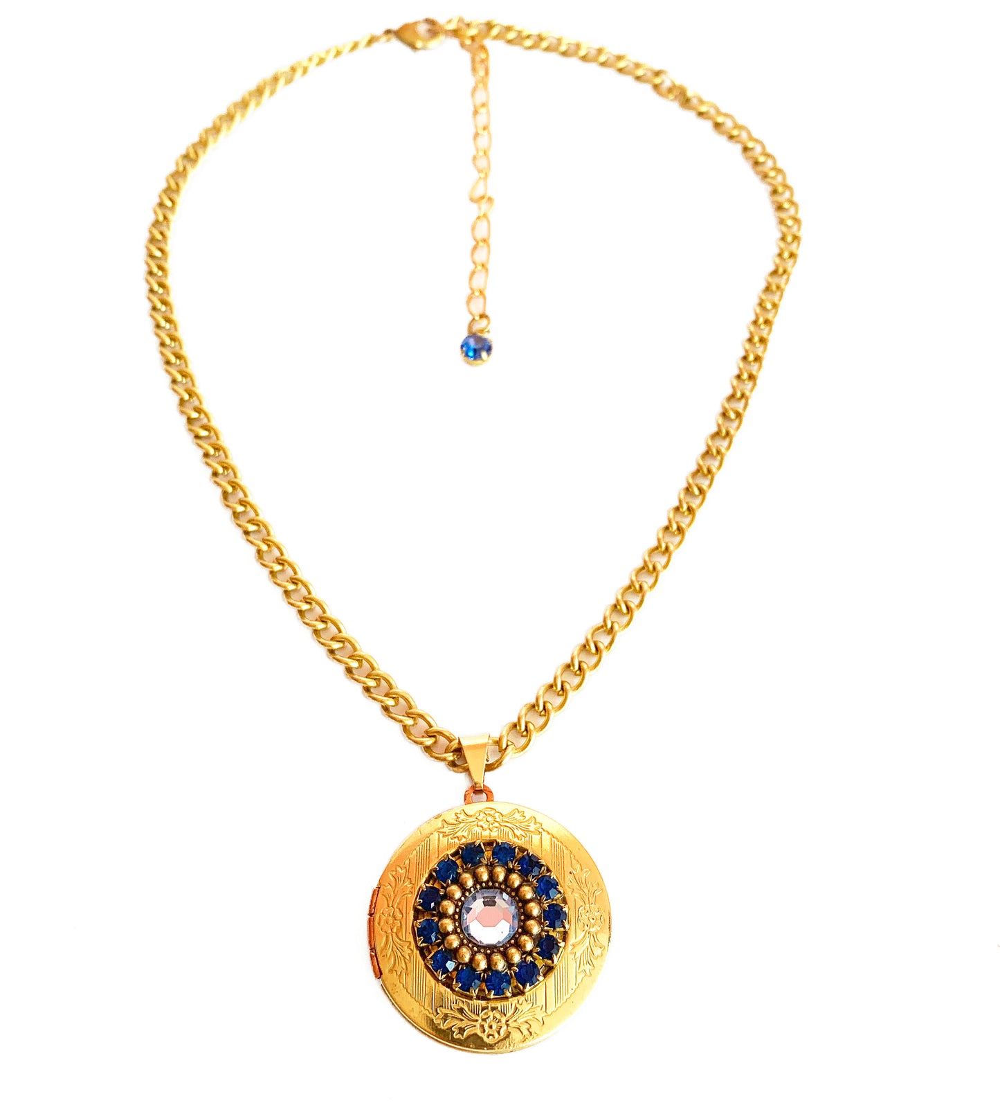 Collar Colgante Relicario Joya Azul