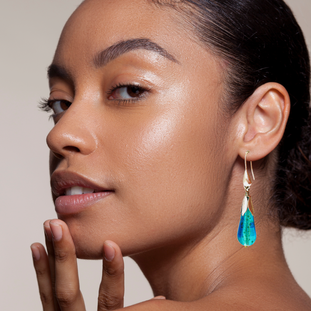 Green Blue Drop Earrings