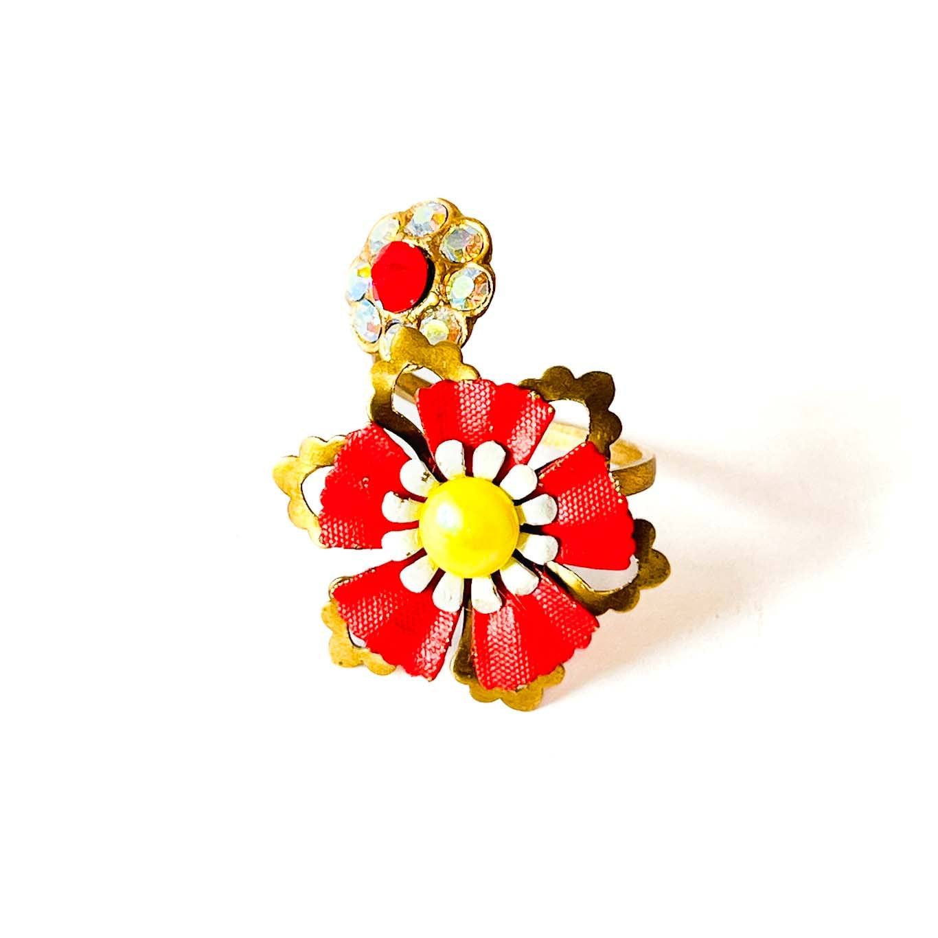 anillo abierto flores estilo vintage chile