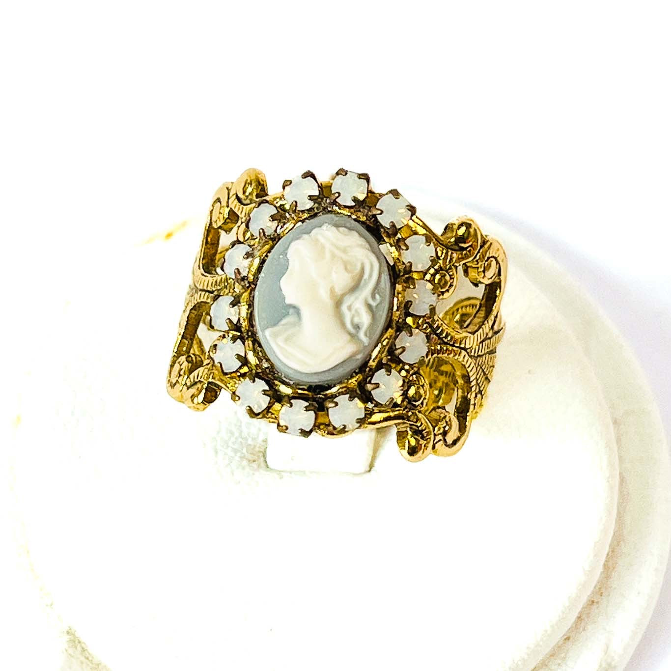 anillo camafeo mujer vintage dorado