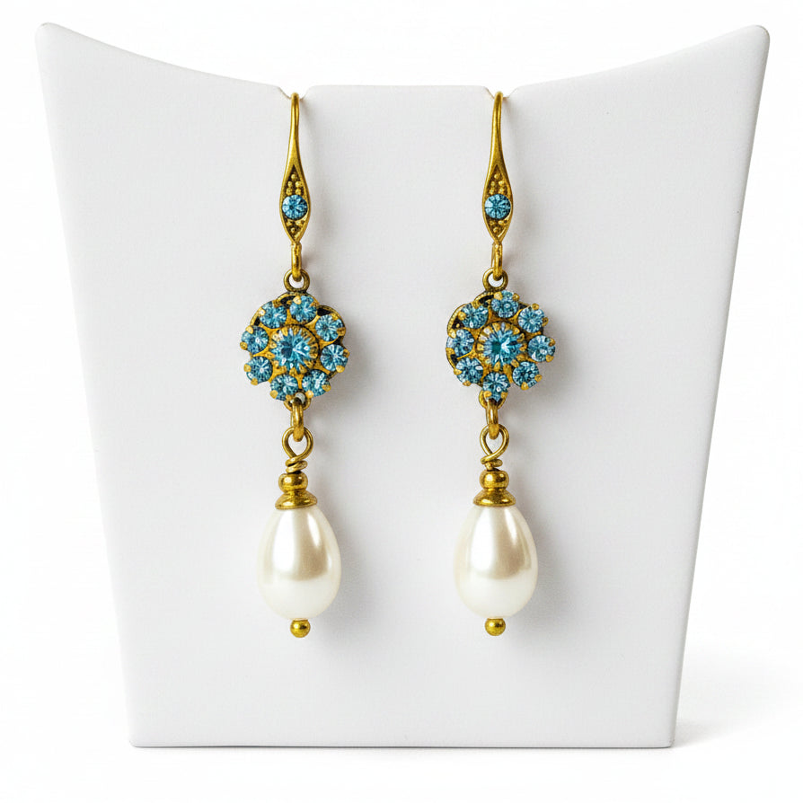 aros con perla y cristales swarovski
