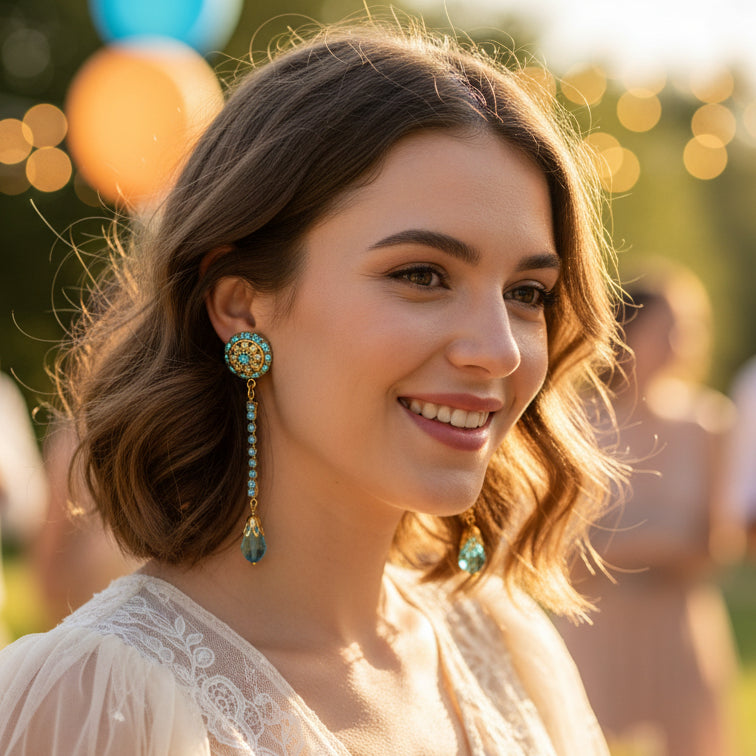 aros largos elegantes mujer
pendientes cristal fiesta