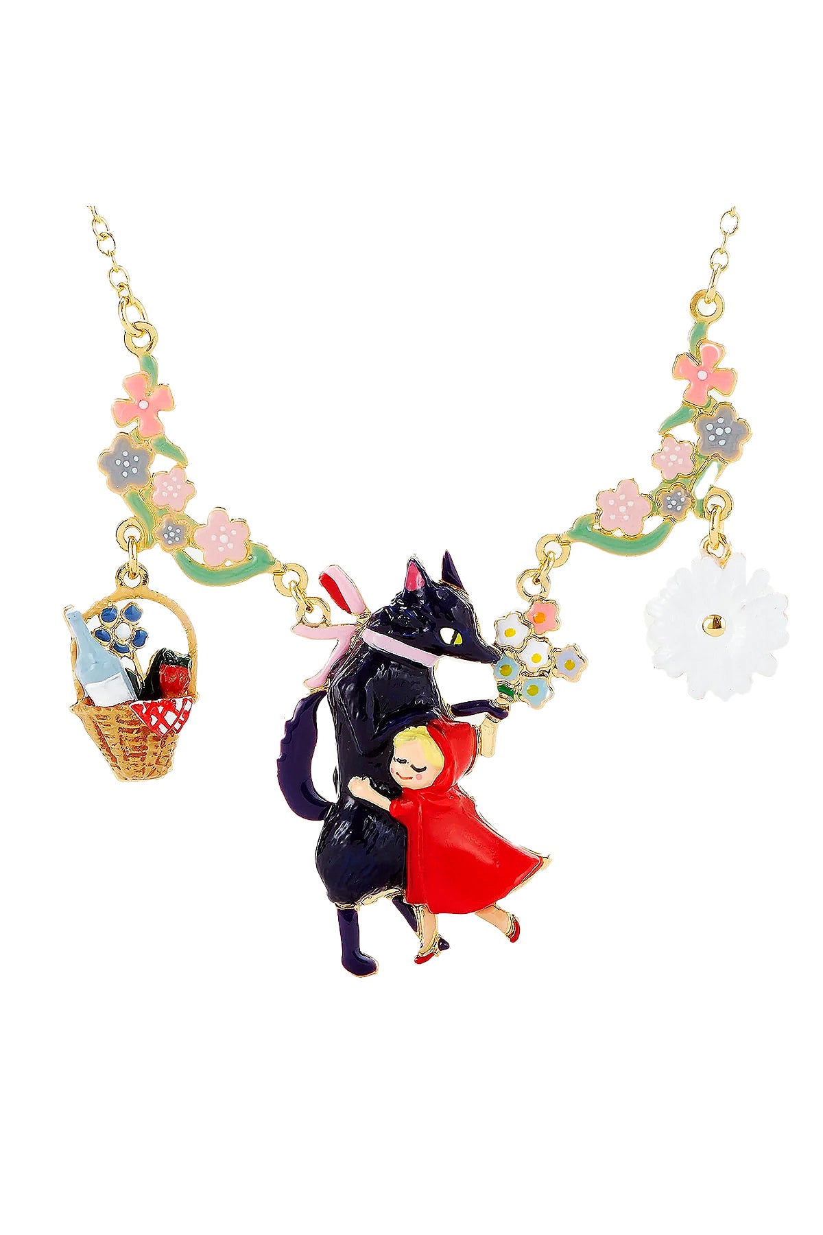 Collar Llamativo Flores del Lobo Feroz y Caperucita Roja N2 Les Nereides