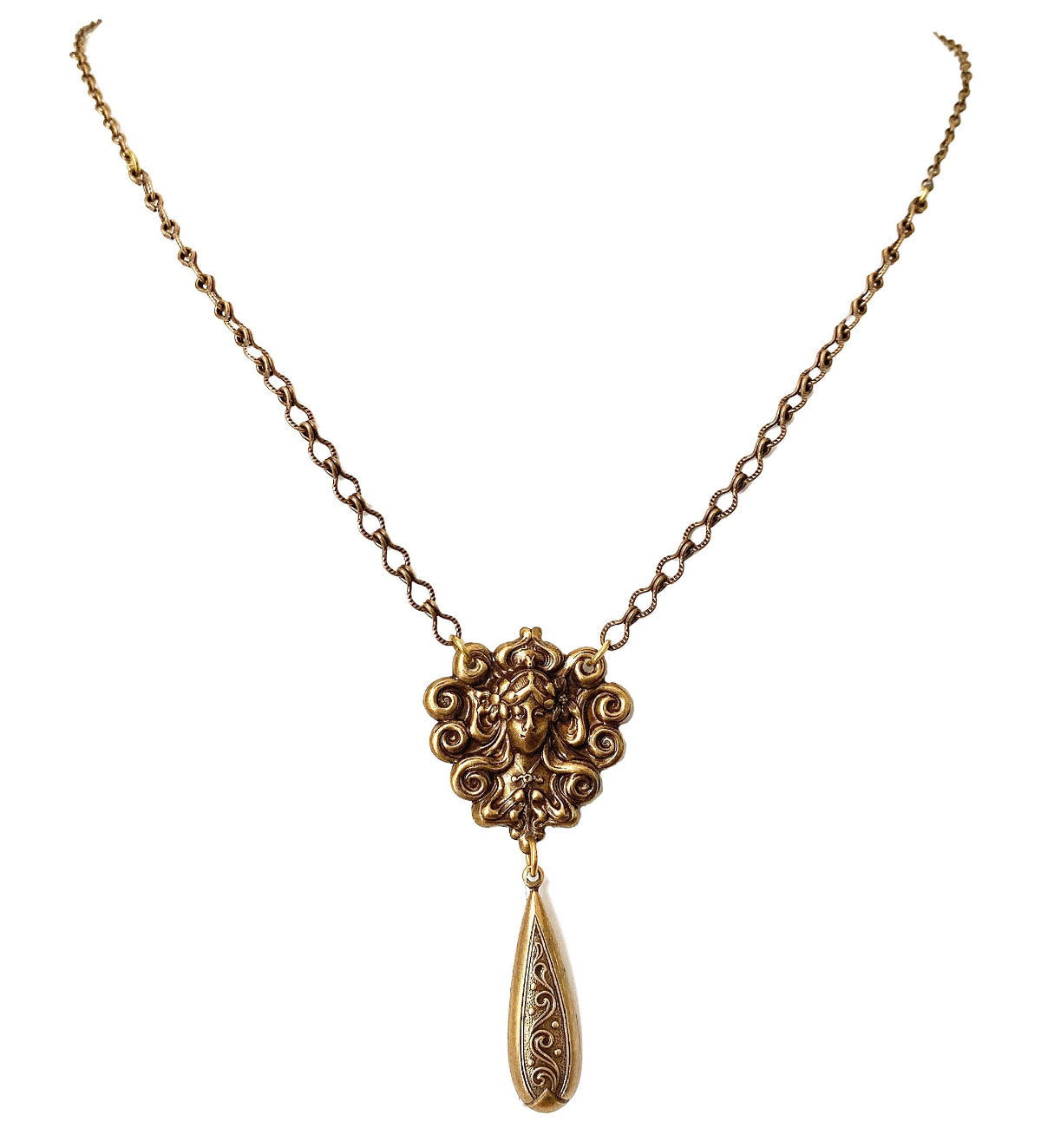 collar colgante con medalla central de mujer estilo art noveau