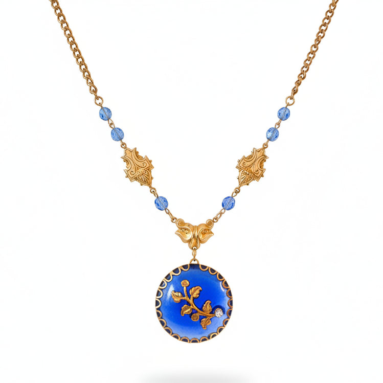 collar colgante cristal azul