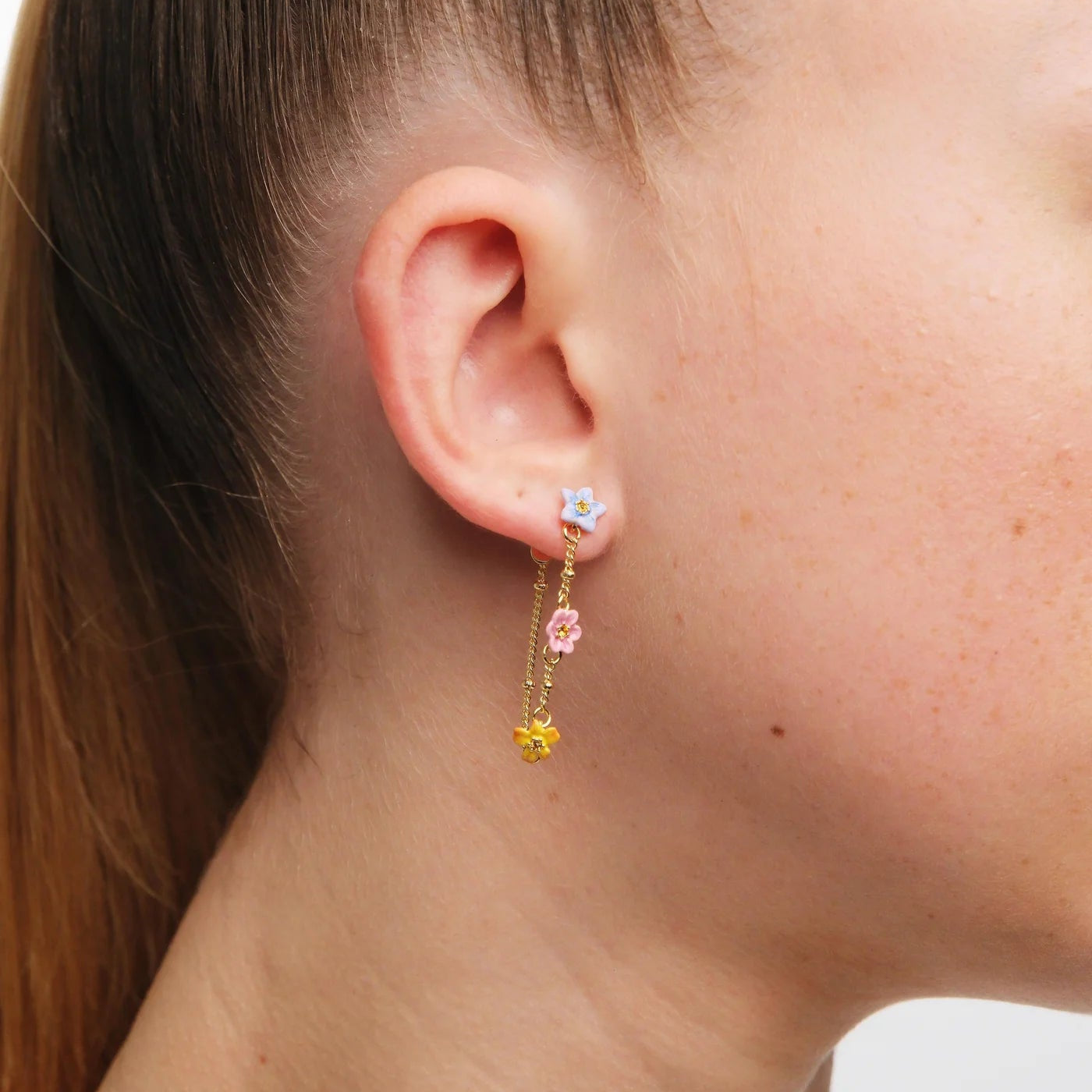 Pendientes Colgantes 3 Jazmines de Colores