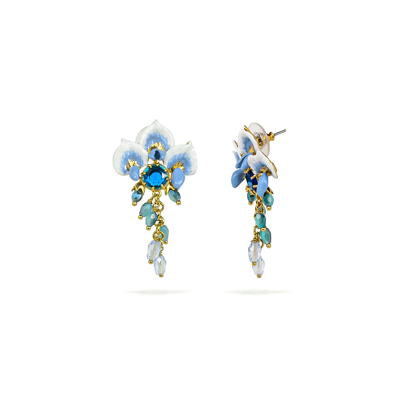 Pendientes Glicina y Cristal Facetado Azul Les Nereides - NUEVO-