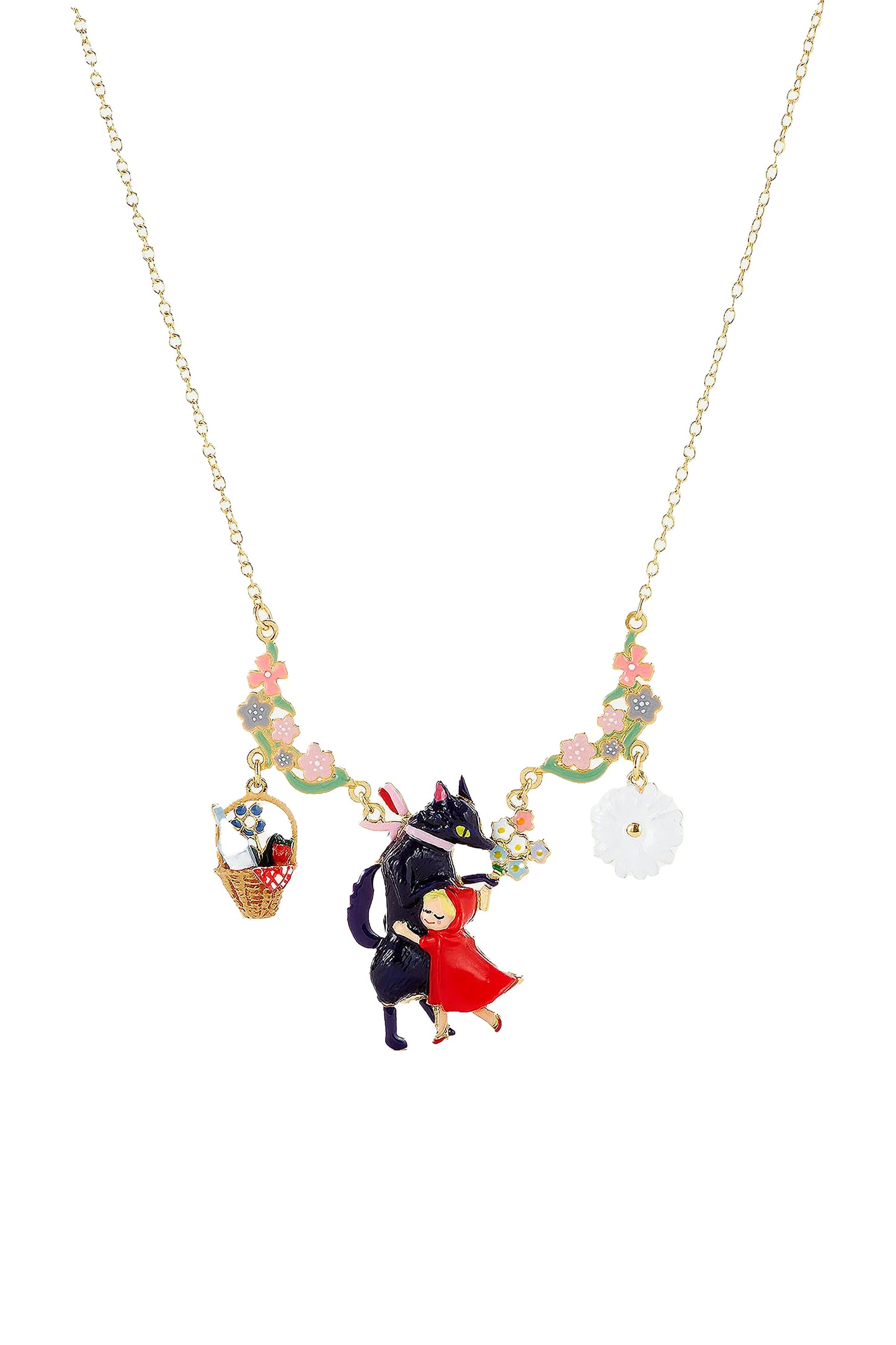 Collar Llamativo Flores del Lobo Feroz y Caperucita Roja N2 Les Nereides
