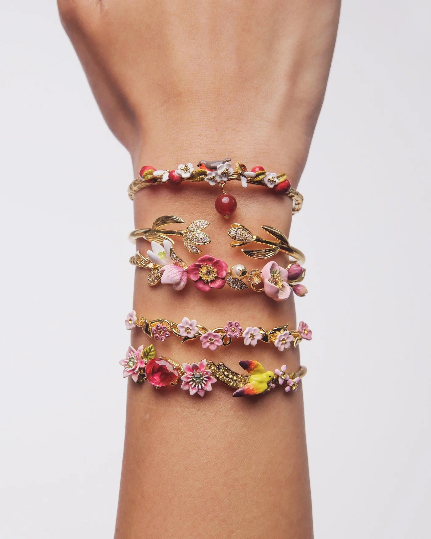 Pulsera Flores Exóticas y Periquito