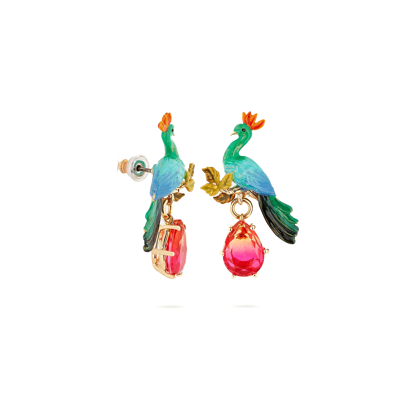 Pendientes Pavo Real y Cristal Facetado