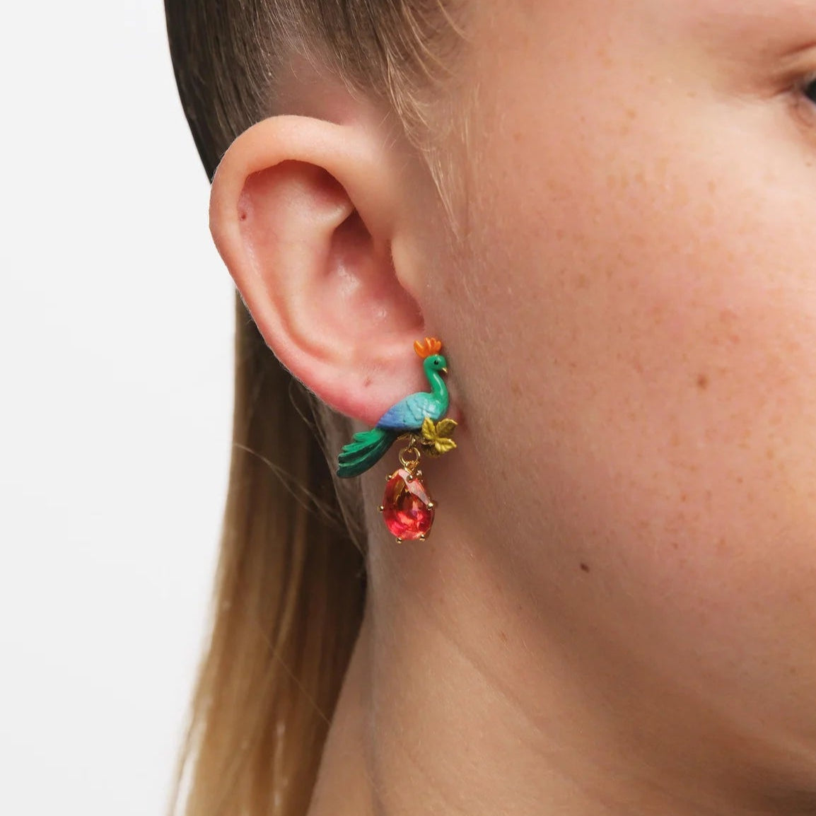 Pendientes Pavo Real y Cristal Facetado