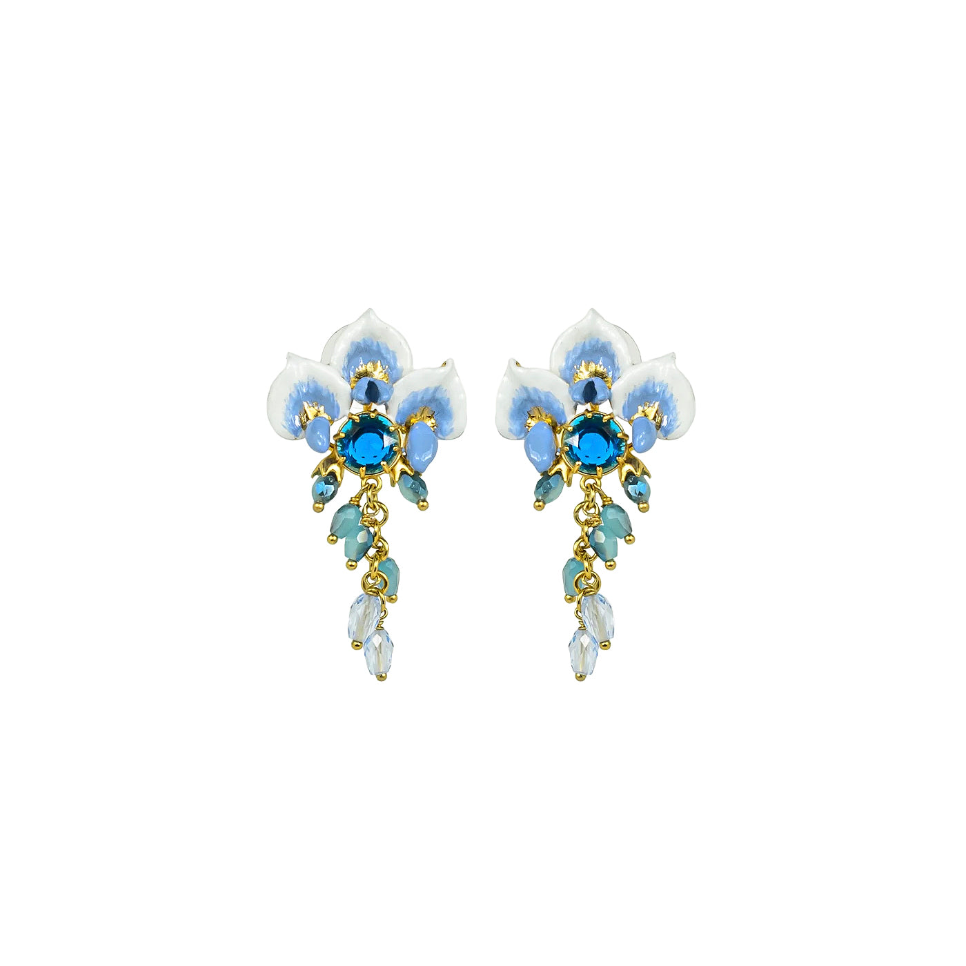Pendientes Glicina y Cristal Facetado Azul Les Nereides - NUEVO-