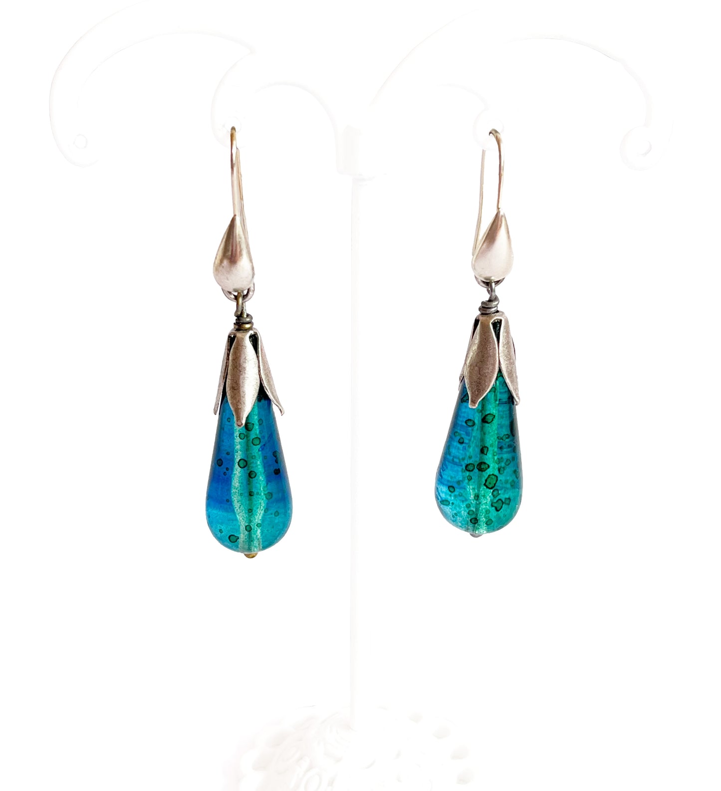 Green Blue Drop Earrings