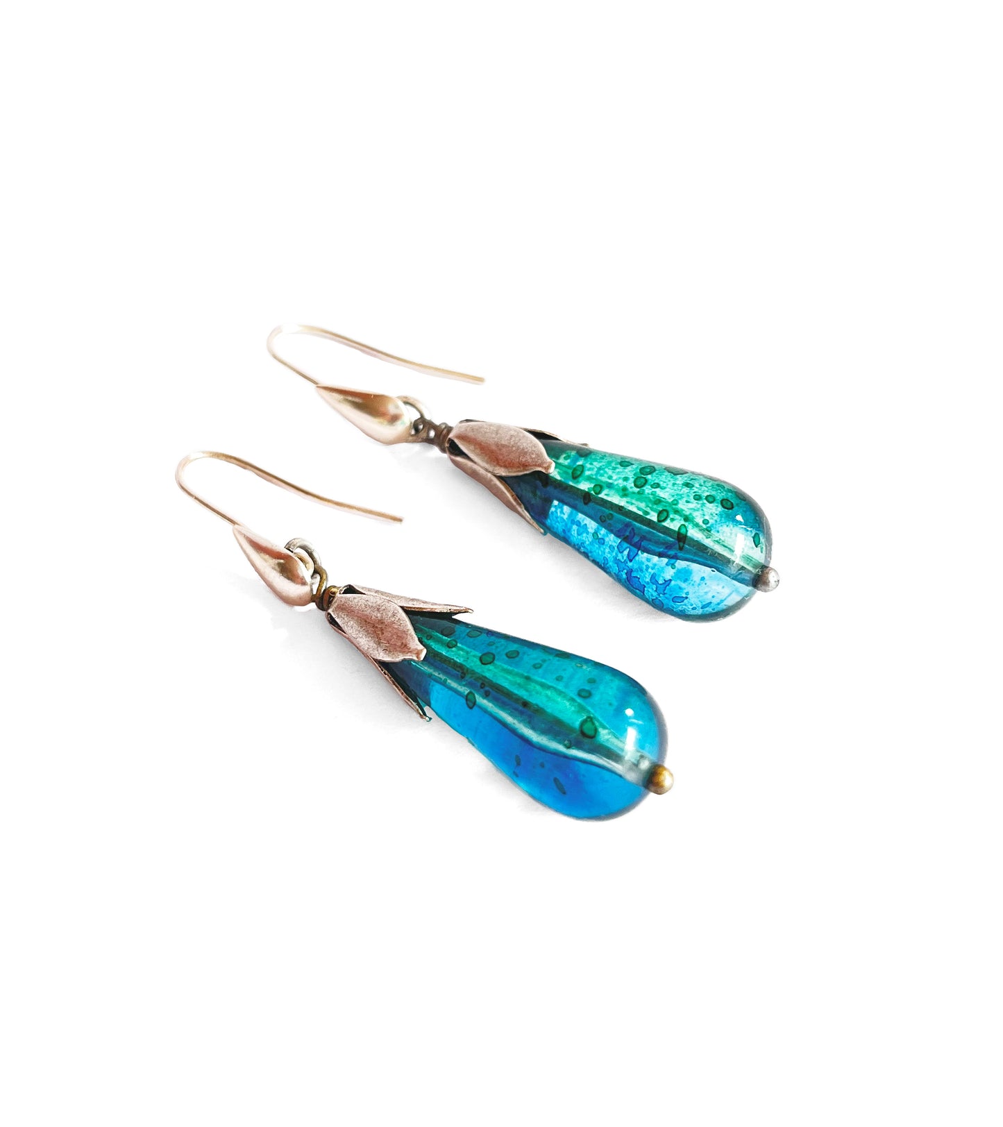 Green Blue Drop Earrings