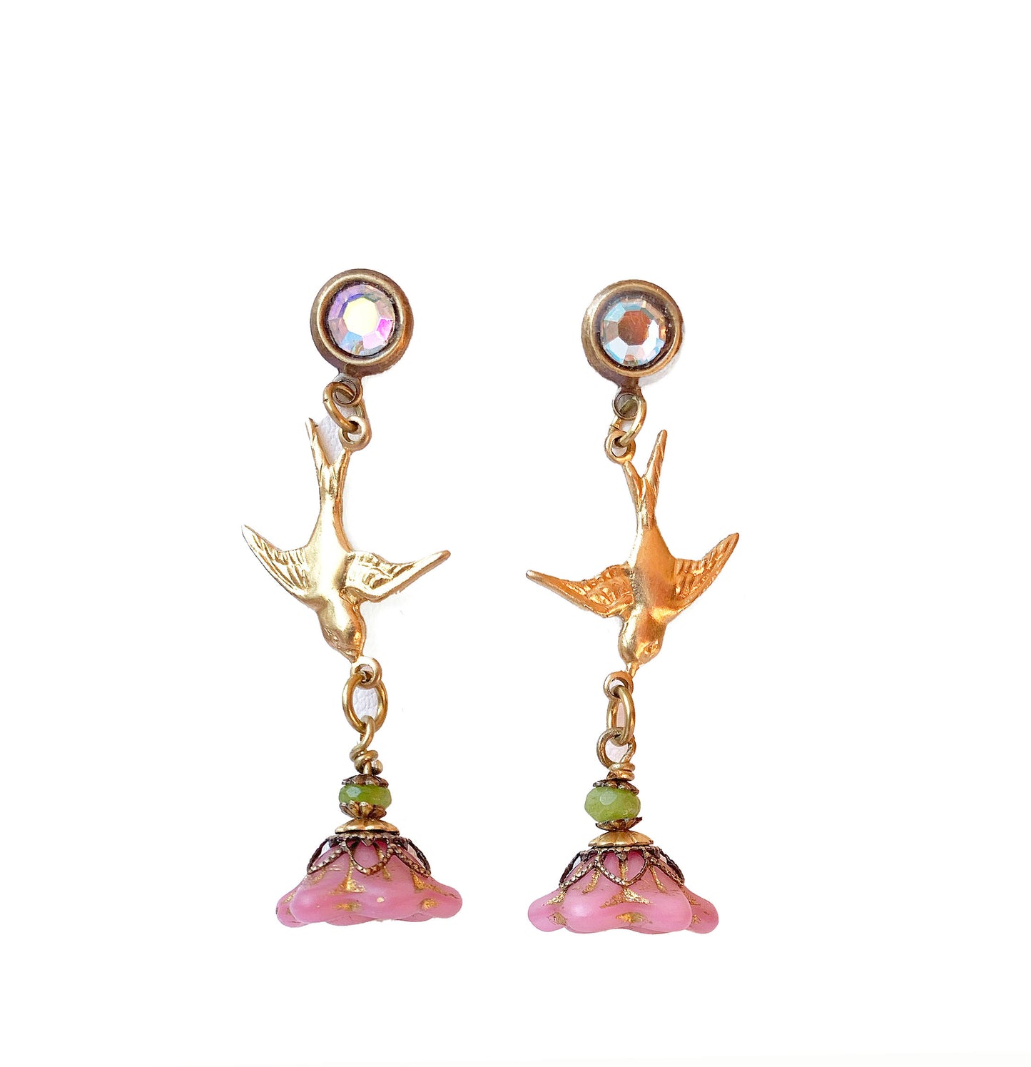 Swallows and Bell Flower Earrings
